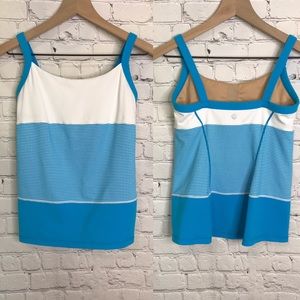 Lululemon tank top blue white gingham built in bra